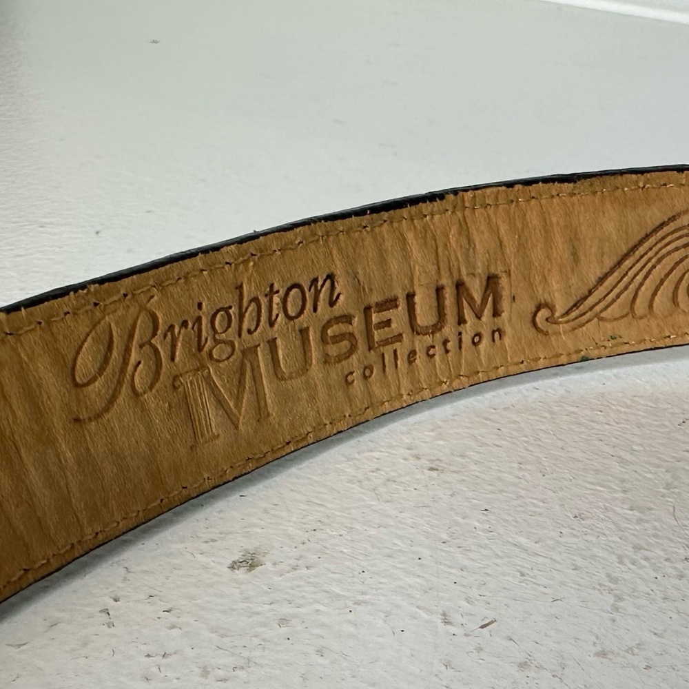 Brighton Museum Collection Black Leather Belt Women’s Small Silver Scroll Buckle - Picture 4 of 5